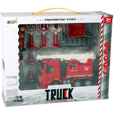 Lean Toys Feuerwehr SET Kran Verkehrszeichen Feuerwehr Lean Toys Feuerwehr SET Kran Verkehrszeichen Feuerwehr