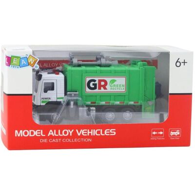 Lean Toys Müllwagen mit Motor, 4 Mülltonnen, Lichter, Geräusche, Grün Lean Toys Müllwagen mit Motor, 4 Mülltonnen, Lichter, Geräusche, Grün