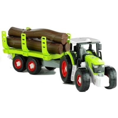 Lean Toys Montagetraktor mit Anhänger für Holz 43 cm Lean Toys Montagetraktor mit Anhänger für Holz 43 cm