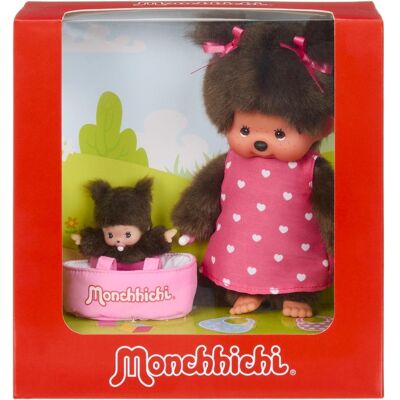 Magni Monchhichi Plüschfigur Girl mit Cot und Bebichhichi 20cm (24 cm) Magni Monchhichi Plüschfigur Girl mit Cot und Bebichhichi 20cm (24 cm)