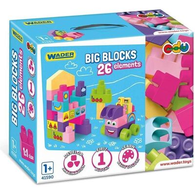 Wader Big BlocksSpielbausteine 26 Elemente rosa Wader Big BlocksSpielbausteine 26 Elemente rosa
