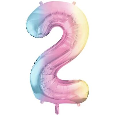 Partydeco Zahlenballon 2 Pastell-Regenbogen 34" / 86 cm - verpackt (1x) Partydeco Zahlenballon 2 Pastell-Regenbogen 34" / 86 cm - verpackt (1x)