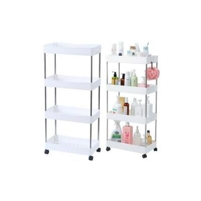 Lean Toys, Regal, Mobiles Regal mit 4 Ablagen, weiss, auf Rollen Lean Toys, Regal, Mobiles Regal mit 4 Ablagen, weiss, auf Rollen