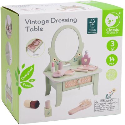 Classic World, Spielzeugaufbewahrung, Klassisches Vintage-Schminktisch-Set aus Holz Classic World, Spielzeugaufbewahrung, Klassisches Vintage-Schminktisch-Set aus Holz