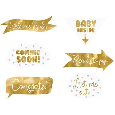 Partydeco Partyaccessoire Baby Shower 6-teilig, Gold (6 Stk.) Partydeco Partyaccessoire Baby Shower 6-teilig, Gold (6 Stk.)