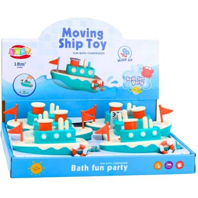 Lean Toys Aufziehbares Badespielzeug - Blaues Wasserspritzschiff Lean Toys Aufziehbares Badespielzeug - Blaues Wasserspritzschiff