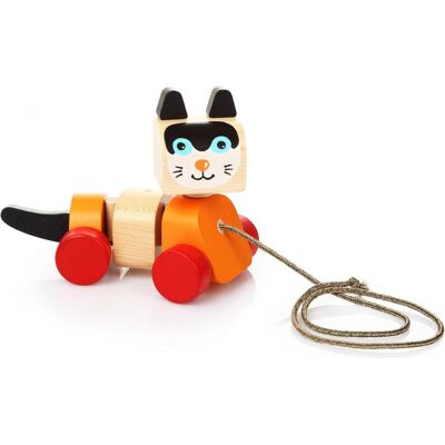Cubika Katze aus Holz Ziehfigur Cubika Katze aus Holz Ziehfigur