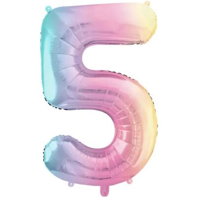 Partydeco Zahlenballon 5 Pastell-Regenbogen 34" / 86 cm - verpackt (1x) Partydeco Zahlenballon 5 Pastell-Regenbogen 34" / 86 cm - verpackt (1x)