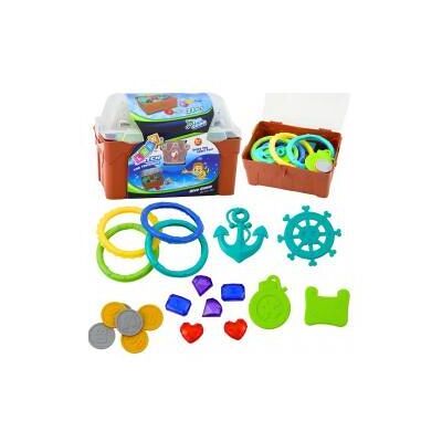 Lean Toys Schatzkisten-Set zum Tauchen und für Wasserspass, Braun, 21-teilig. Lean Toys Schatzkisten-Set zum Tauchen und für Wasserspass, Braun, 21-teilig.