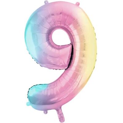 Partydeco Zahlenballon 9 Pastell-Regenbogen 34" / 86 cm - verpackt (1x) Partydeco Zahlenballon 9 Pastell-Regenbogen 34" / 86 cm - verpackt (1x)