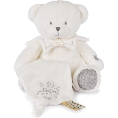 Doudou et Compagnie, Schmusetuch, Bär mit Schmusetuch silber 30cm Doudou et Compagnie, Schmusetuch, Bär mit Schmusetuch silber 30cm