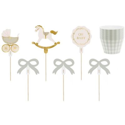 Partydeco Ensemble pour Muffins Baby Shower - Oh Baby Partydeco Ensemble pour Muffins Baby Shower - Oh Baby