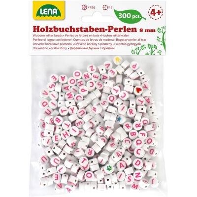 Lena, Holzbuchstaben + Stoffbuchstaben, Holz-Buchstabenperlen, weiss/rosa, 300-tlg., Beutel Lena, Holzbuchstaben + Stoffbuchstaben, Holz-Buchstabenperlen, weiss/rosa, 300-tlg., Beutel