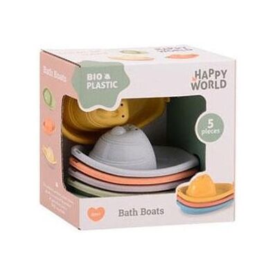 Johntoy Happy World Bio-Badeboote aus Kunststoff, 5 Stk Johntoy Happy World Bio-Badeboote aus Kunststoff, 5 Stk