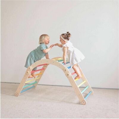 Montessori Maxi-Struttura da arrampicata für Bambini (Set L mit Schaukel) Regenbogenfarben Montessori Maxi-Struttura da arrampicata für Bambini (Set L mit Schaukel) Regenbogenfarben