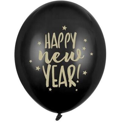 Partydeco Balloons 30cm, Happy New Year, Pastel Black (1 pkt / 6 pc.) (6 Stk.) Partydeco Balloons 30cm, Happy New Year, Pastel Black (1 pkt / 6 pc.) (6 Stk.)