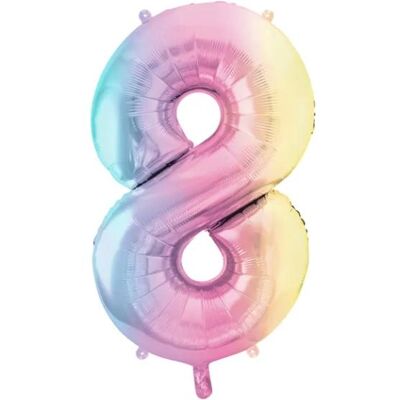 Partydeco Zahlenballon 8 Pastell-Regenbogen 34" / 86 cm - verpackt (1x) Partydeco Zahlenballon 8 Pastell-Regenbogen 34" / 86 cm - verpackt (1x)