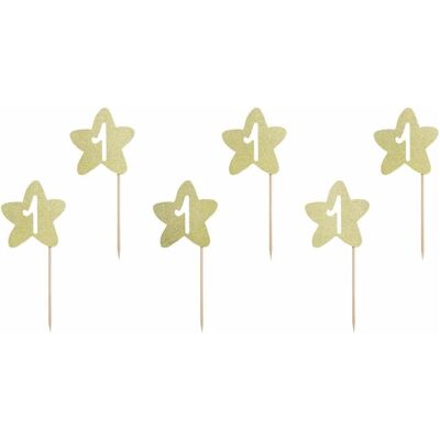 Partydeco Cupcake-Toppers 1 Jahr Gold Stars (6 Stk.) Partydeco Cupcake-Toppers 1 Jahr Gold Stars (6 Stk.)