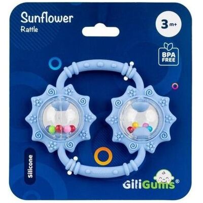 GiliGums, Babyrassel, Sonnenblumenblaue Rassel GiliGums, Babyrassel, Sonnenblumenblaue Rassel