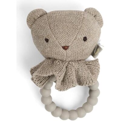 Smallstuff, Babyrassel, - Rattle, bear face on silicone ring, nature (40008-90) Smallstuff, Babyrassel, - Rattle, bear face on silicone ring, nature (40008-90)