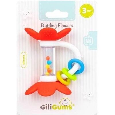 GiliGums, Babyrassel, Rasselrote Blumen GiliGums, Babyrassel, Rasselrote Blumen