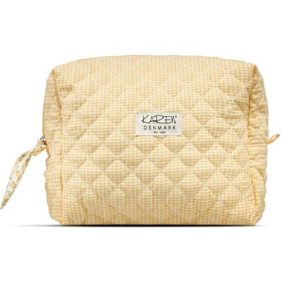 Karen Stor toilettaske i gul smblomstret quilt, Necessaire, Gelb Karen Stor toilettaske i gul smblomstret quilt, Necessaire, Gelb