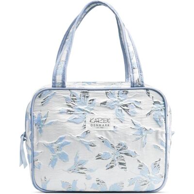 Karen - Kulturtasche mit Griff - Blau Brokat Karen - Kulturtasche mit Griff - Blau Brokat