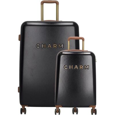 Charm London Schönes Reisegepäck Set - 2 -Stück - TSA Slot - Schwarz, Koffer, Schwarz Charm London Schönes Reisegepäck Set - 2 -Stück - TSA Slot - Schwarz, Koffer, Schwarz