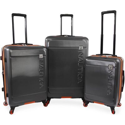 Nautica 3-teiliges Hartschalenkoffer-Set Roadie, Koffer, Grau, Orange Nautica 3-teiliges Hartschalenkoffer-Set Roadie, Koffer, Grau, Orange