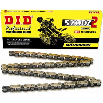 DID, Motorrad Zubehör, Antriebskette 520DZ2GB-120 (120 Glieder) ohne O-Ringe Gold (offen + Clip) DID, Motorrad Zubehör, Antriebskette 520DZ2GB-120 (120 Glieder) ohne O-Ringe Gold (offen + Clip)
