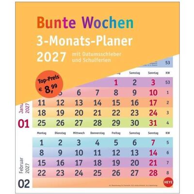 Athesia, Kalender, Bunte Wochen 3-Monatsplaner 2027 (Spezial) Athesia, Kalender, Bunte Wochen 3-Monatsplaner 2027 (Spezial)