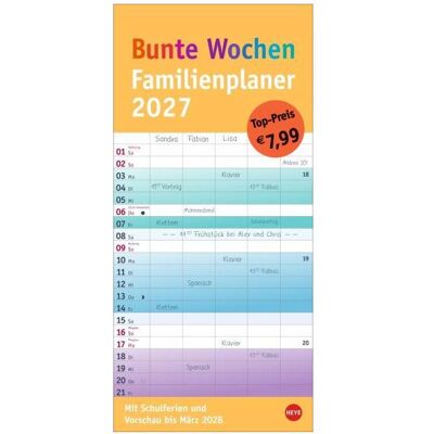 Athesia, Kalender, Bunte Wochen Familienplaner 2027 (21 x 45 cm) Athesia, Kalender, Bunte Wochen Familienplaner 2027 (21 x 45 cm)