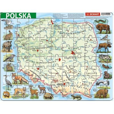 Demar Rahmenpuzzle - Physisches Polen (72 Teile) Demar Rahmenpuzzle - Physisches Polen (72 Teile)