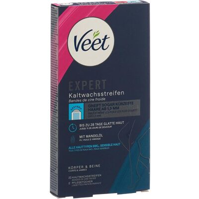 Veet, Wachs + Enthaarungscreme, Expert Kaltwachsstreifen Beine & Körper (20x, 62 g) Veet, Wachs + Enthaarungscreme, Expert Kaltwachsstreifen Beine & Körper (20x, 62 g)