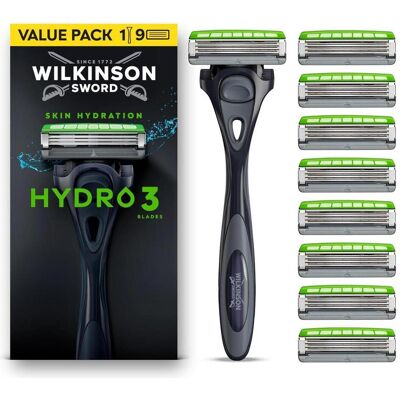 Wilkinson, Nassrasierer, Hydro 3 9 Klingen mit gratis Griff Wilkinson, Nassrasierer, Hydro 3 9 Klingen mit gratis Griff