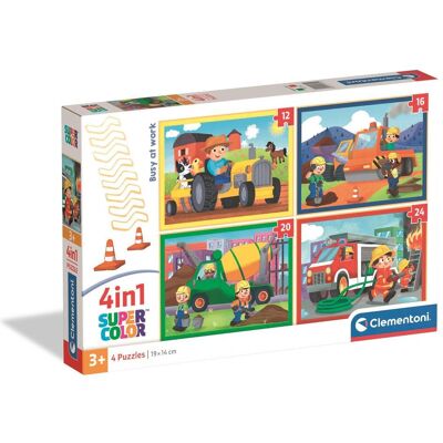Clementoni 21741 Puzzle - Busy at Work - 4-in-1 Lernspielzeug Clementoni 21741 Puzzle - Busy at Work - 4-in-1 Lernspielzeug