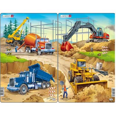 Larsen Puzzle - Baustelle (2er-Set Midi) (20 Teile) Larsen Puzzle - Baustelle (2er-Set Midi) (20 Teile)