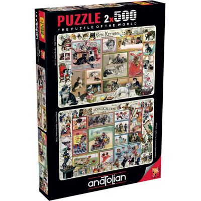 Anatolian 3611 puzzle 500 pcs. X 2 - Cute Kittens and Funny Dogs by Barbara Behr (500 Teile) Anatolian 3611 puzzle 500 pcs. X 2 - Cute Kittens and Funny Dogs by Barbara Behr (500 Teile)