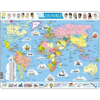 Larsen K1-GB - 107 Teile - Weltkarte - Puzzle Larsen K1-GB - 107 Teile - Weltkarte - Puzzle
