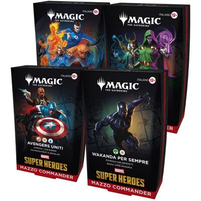 Wizards of the Coast Magic The Gathering - Assortimento di Mazzi Commander Marvel Super Heroes (4 Mazzi Commander) (Italienisch, Box Set & Collection) Wizards of the Coast Magic The Gathering - Assortimento di Mazzi Commander Marvel Super Heroes (4 Mazzi Commander) (Italienisch, Box Set & Collection)