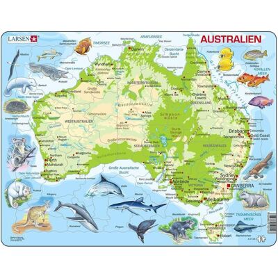 Larsen Australien Landkartenpuzzle - 65 Teile - Bildungsspiel Larsen Australien Landkartenpuzzle - 65 Teile - Bildungsspiel