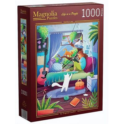 Magnolia Puzzle 1000 pieces Girl & Cats (1000 Teile) Magnolia Puzzle 1000 pieces Girl & Cats (1000 Teile)