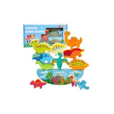 Lean Toys Dinosaurier-Turm-Balance-Spiel, Geschicklichkeits-Holzbaustein-Puzzle, 12-teilig. (12 Teile) Lean Toys Dinosaurier-Turm-Balance-Spiel, Geschicklichkeits-Holzbaustein-Puzzle, 12-teilig. (12 Teile)