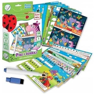 Roter Käfer Schreib- und Löschmarkierungsspiel. Hohes Level (5 - 7 Jahre) Roter Käfer Schreib- und Löschmarkierungsspiel. Hohes Level (5 - 7 Jahre)