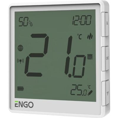 Engo natynkowy, akumulatorowy, internetowy regulator temperatury ZigBee, biały EONEBATW, Thermostat, Weiss Engo natynkowy, akumulatorowy, internetowy regulator temperatury ZigBee, biały EONEBATW, Thermostat, Weiss