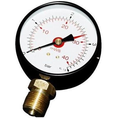 Watts Manometer ø80 X 1/2 0-4 Bar Nedadvendt Tilslutning Til Varmeanlaeg, Zubehör Heizen Watts Manometer ø80 X 1/2 0-4 Bar Nedadvendt Tilslutning Til Varmeanlaeg, Zubehör Heizen