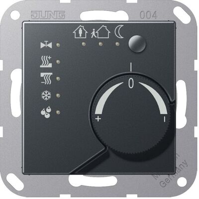 JUNG Raumtemperaturregler UP A KNX anth glz A2178TSANM, Thermostat, Grau JUNG Raumtemperaturregler UP A KNX anth glz A2178TSANM, Thermostat, Grau