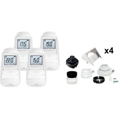 Honeywell EVO-TRV4 Evohome Heizkörperthermostat-Set, Thermostat, Weiss, Grau Honeywell EVO-TRV4 Evohome Heizkörperthermostat-Set, Thermostat, Weiss, Grau