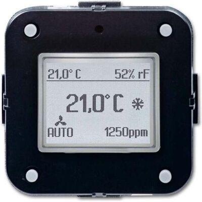 Busch-Jaeger CO2 RTR FEU m. UP BE 5f., Thermostat, Schwarz Busch-Jaeger CO2 RTR FEU m. UP BE 5f., Thermostat, Schwarz