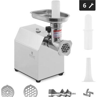 Royal Catering Fleischwolf Edelstahl Elektrisch 70 Kg H Reverse Funktion Metallgetriebe 600Watt, Fleischwolf, Silber Royal Catering Fleischwolf Edelstahl Elektrisch 70 Kg H Reverse Funktion Metallgetriebe 600Watt, Fleischwolf, Silber